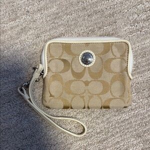 Coach Mini Tan Pouch Wristlet